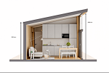 Maison 43 m² en bois kit RE2020 avec permis de construire VELLES V21_A1