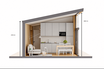 Maison 43 m² en bois kit RE2020 avec permis de construire VELLES V21_A1