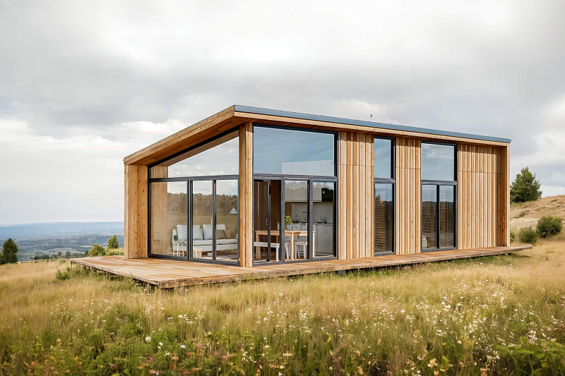 Maison 43 m² en bois kit RE2020 avec permis de construire VELLES V21_A1