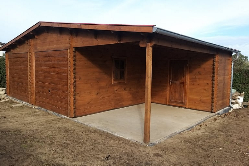 Garage double bois avec véranda MARANS GS5, 54 m2, 9x6