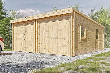 Garage double bois, le toit monopente ARMONT DOUBLE GS1