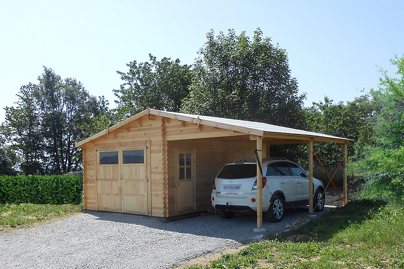 Garage en bois avec véranda LAVAL GS4.1, 36 m2, 6x6