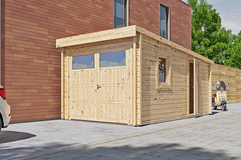 Garage en bois, le toit monopente VERNE GS1.1,15-24m2, 44mm, prix