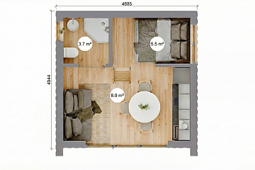 Maison 24 m² en bois kit RE2020 avec permis de construire ANNECY V7_A1