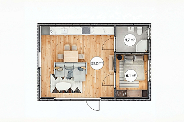 Maison 33 m² en bois isolé RE2020 avec permis de construire REIMS V10_A1