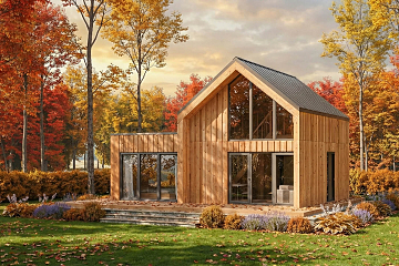 Maison 68 m² en bois kit RE2020 avec permis de construire MIREVAL V11_A1