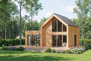 Maison 68 m² en bois kit RE2020 avec permis de construire MIREVAL V11_A1