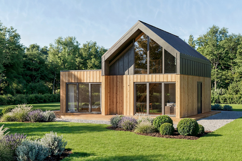 Maison 68 m² en bois kit RE2020 avec permis de construire LAURAC V11_A1_Mix2