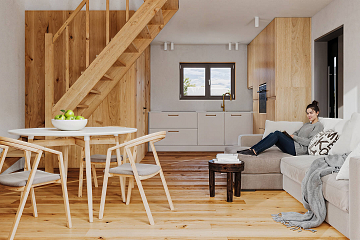 Maison 68 m² en bois kit RE2020 avec permis de construire LAURAC V11_A1_Mix2