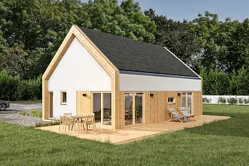 Maison 70 m² en bois kit RE2020 avec permis de construire BASSOU V12_A3