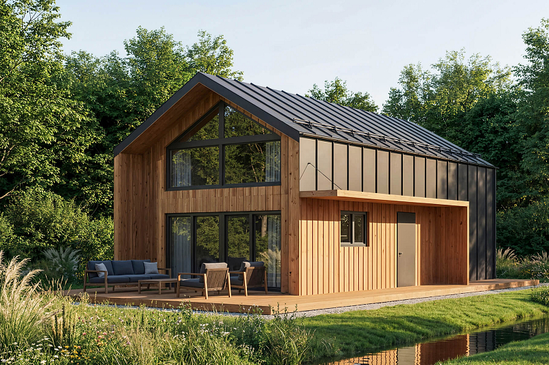 Maison 58 m² en bois kit RE2020 avec permis de construire LORGUES V13_A1_Mix2