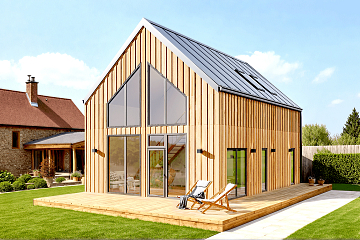 Maison 97 m² en bois kit RE2020 avec permis de construire QUIMPER V17_A1