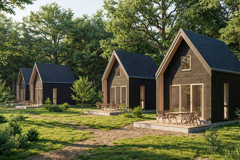 Chalet 29 m² en bois kit RE2020 avec permis de construire PERPIGNAN V1_A2_ROI