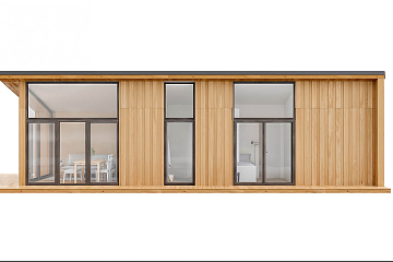 Maison 43 m² en bois kit RE2020 avec permis de construire VELLES V21_A1