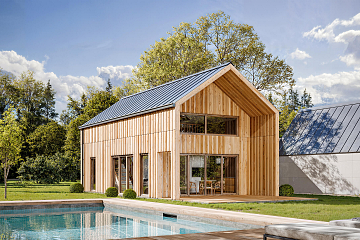 Maison 80 m² en bois kit RE2020 avec permis de construire VITTEL V23_A1