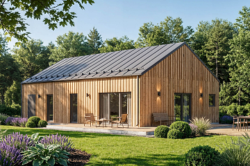 Maison 92 m² en bois isolé RE2020 avec permis de construire OUST V26_A1