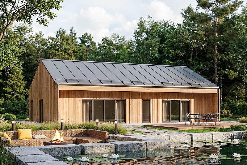 Maison110 m² en bois isolé RE2020 avec permis de construire LUXON V27_A1