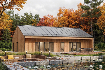 Maison110 m² en bois isolé RE2020 avec permis de construire LUXON V27_A1