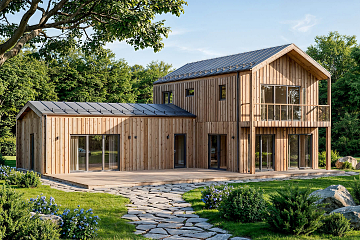 Maison 141 m² en bois kit RE2020 avec permis de construire MORZINE   V28_A1