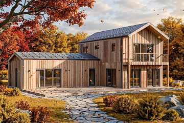 Maison 141 m² en bois kit RE2020 avec permis de construire MORZINE   V28_A1