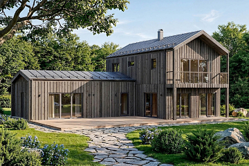 Maison 141 m² en bois kit RE2020 avec permis de construire MORZINE   V28_A1