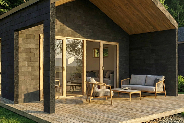 Maison 44 m² en bois kit RE2020 avec permis de construire ROANNE V2_A2_ROI