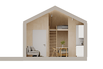 Maison 24 m² en bois kit RE2020 avec permis de construire ANNECY V7_A1