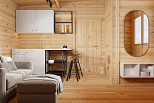 Chalet en bois LACANAU VSP46, 22m2, 44mm, 58mm, RE2020, habitable