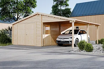 Garage en bois avec véranda CHARENS GS2
