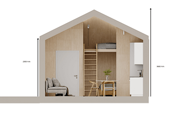 Maison 24 m² en bois kit RE2020 avec permis de construire ANNECY V7_A1