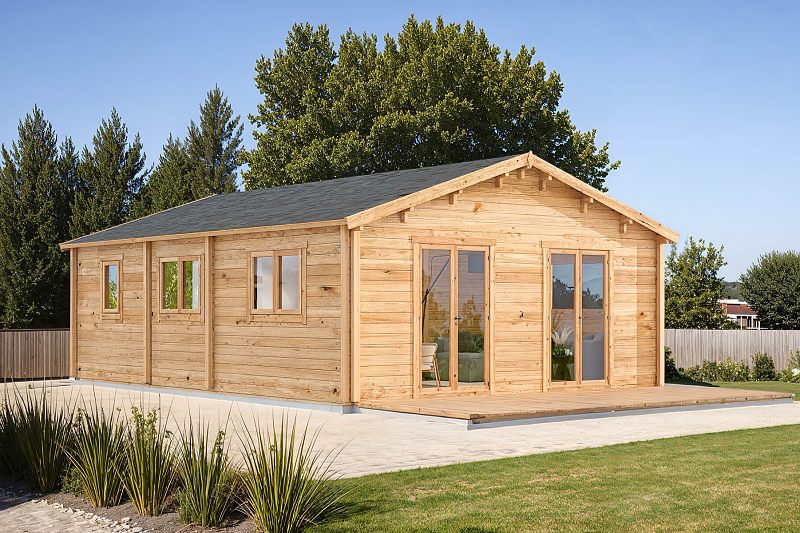 Chalet en bois habitable NANCES VSP15, 47m2, 44mm, 58mm, RE2020, promotion1