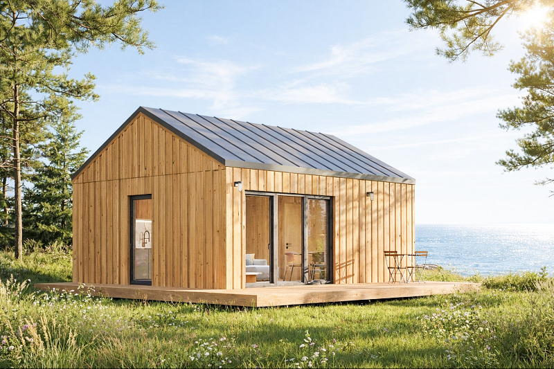 Maison34 mu00b2 en bois kit RE2020 avec permis de construire REIMS V10_A1, RE2020