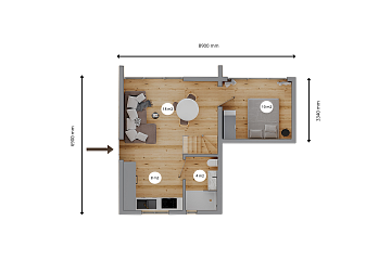 Maison 68 m² en bois kit RE2020 avec permis de construire LAURAC V11_A1_Mix2