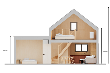 Maison 68 m² en bois kit RE2020 avec permis de construire LAURAC V11_A1_Mix2