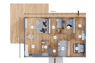 Maison 92 m² en bois isolé RE2020 avec permis de construire OUST V26_A1