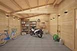 Garage en bois avec véranda LENS GS2.1, 42m2, 44mm, direct usine1