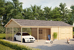 Garage double bois avec carport ARVAN GS6.1, 70m2, 44mm, sur mesure