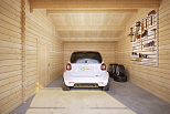 Garage double bois avec carport ORBEC GS6, 70m2, 44mm, promotion3