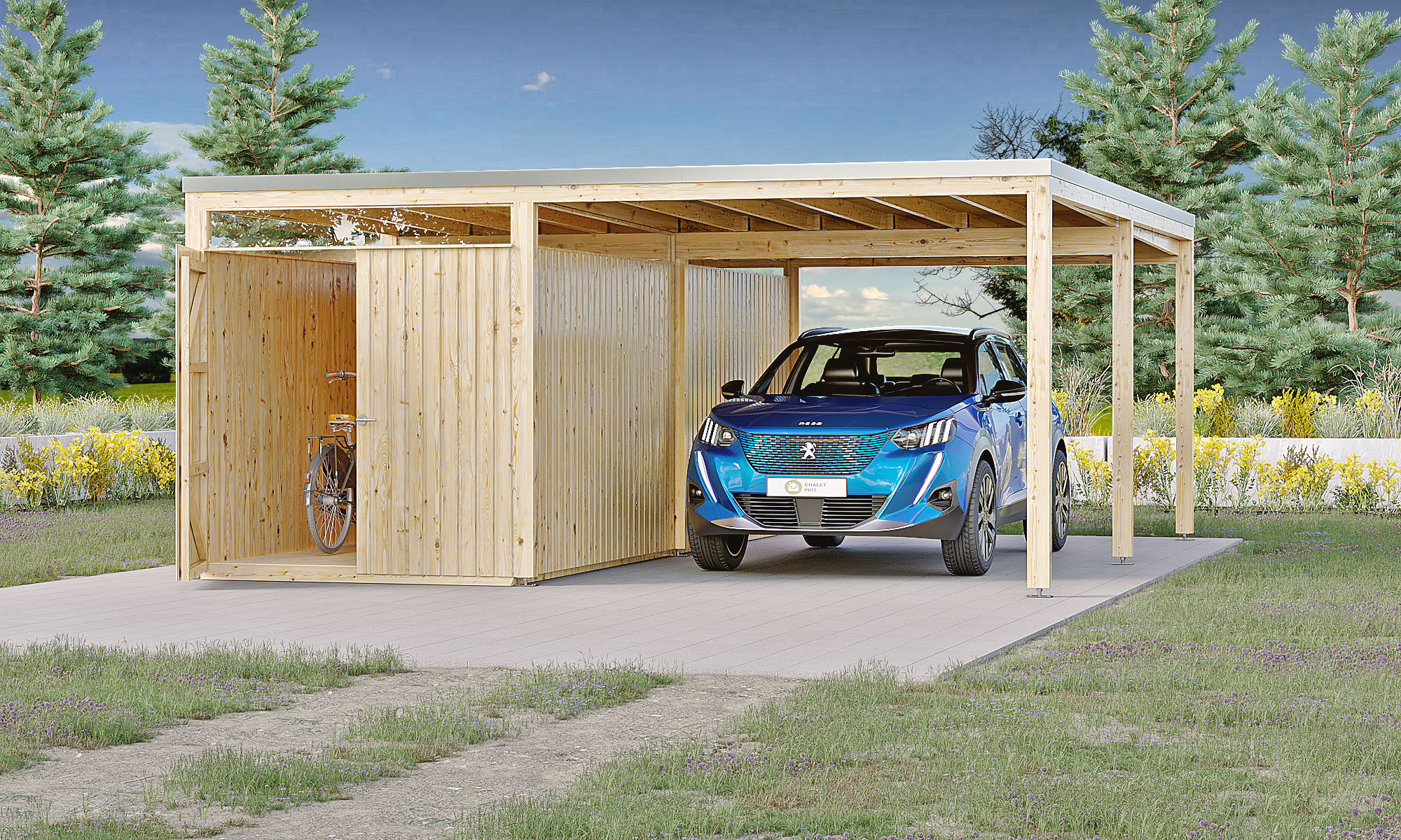 Carport en bois : abri pour voiture sur mesure