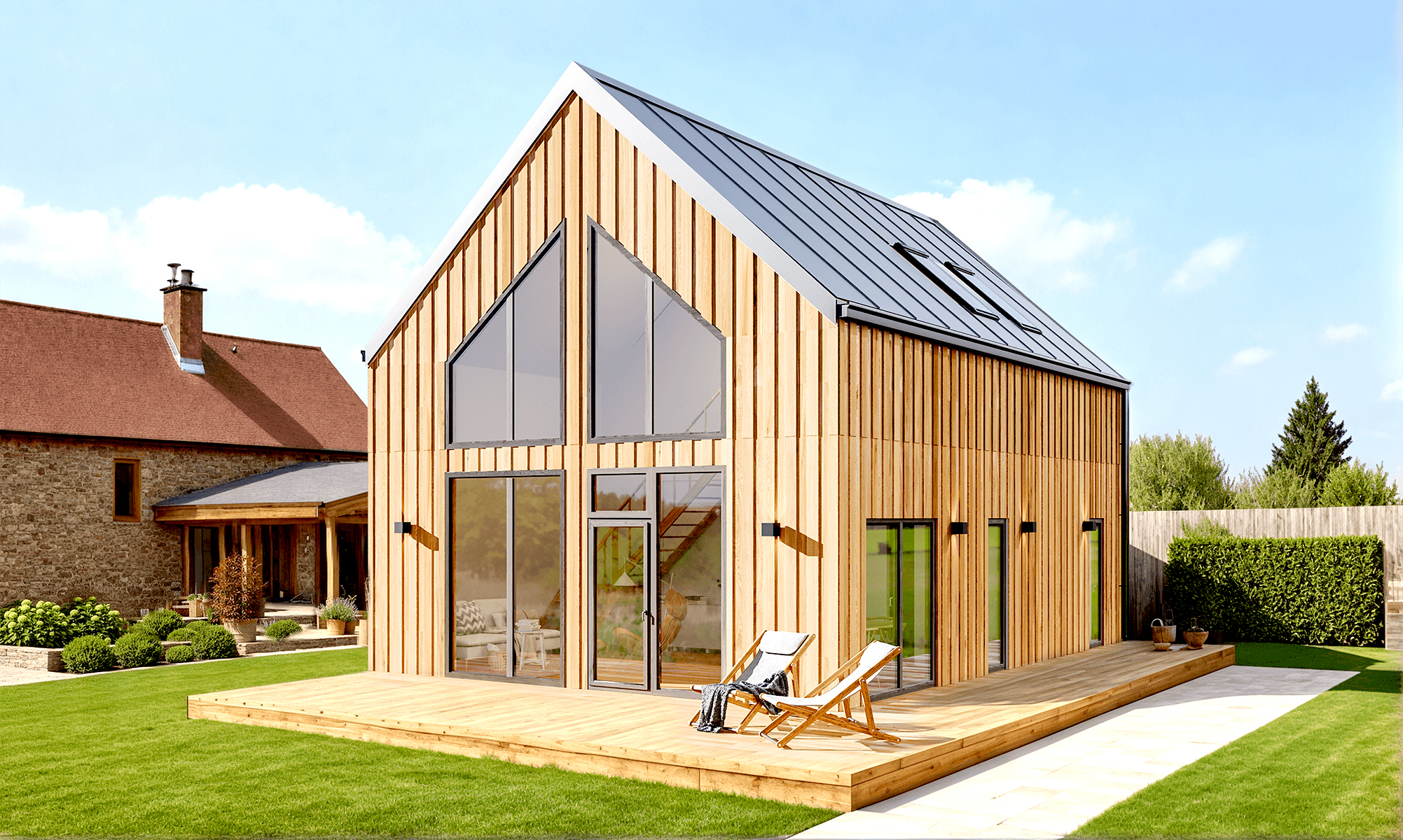Maison 97 m² en bois kit RE2020 avec permis de construire QUIMPER V17_A1